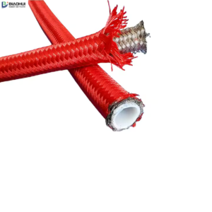 Polyester Fiber Wrapped Stainless Steel Wire Woven Corrugated PTFE Tube